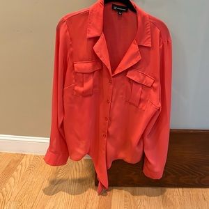 Inc tie-front blouse size Large Coral color